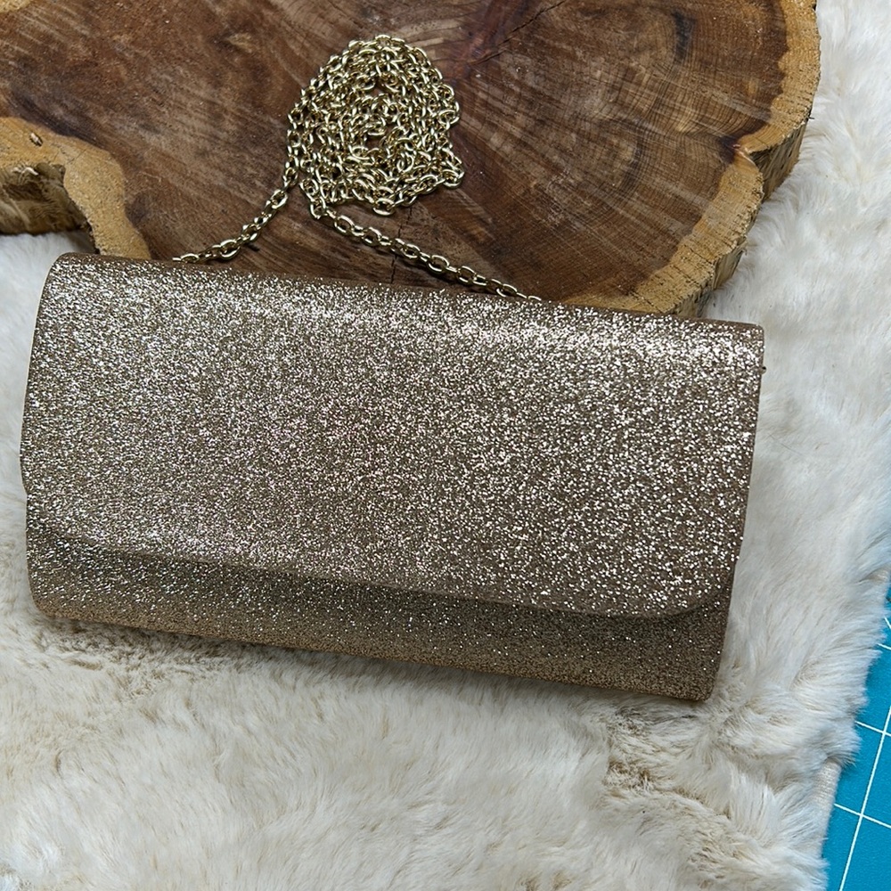 Sol Los‎ Angeles gold/rose gold glitter  evening bag